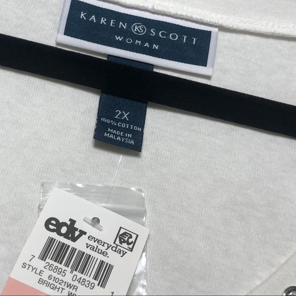 NWT Karen Scott 2X  Cotton V-neck elbow sleeves - Picture 6 of 6